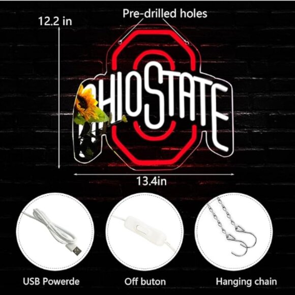 Ohio State Football LED Sign. Wall Decor University Football Team. - Picture 2 of 3